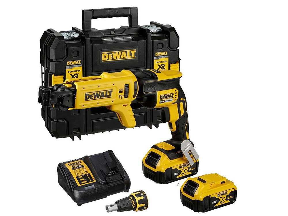 Винтоверт за гипсокартон, безчетков,18V, 2х5Ah,30Nm,DeWALT DCF620P2K гр ...