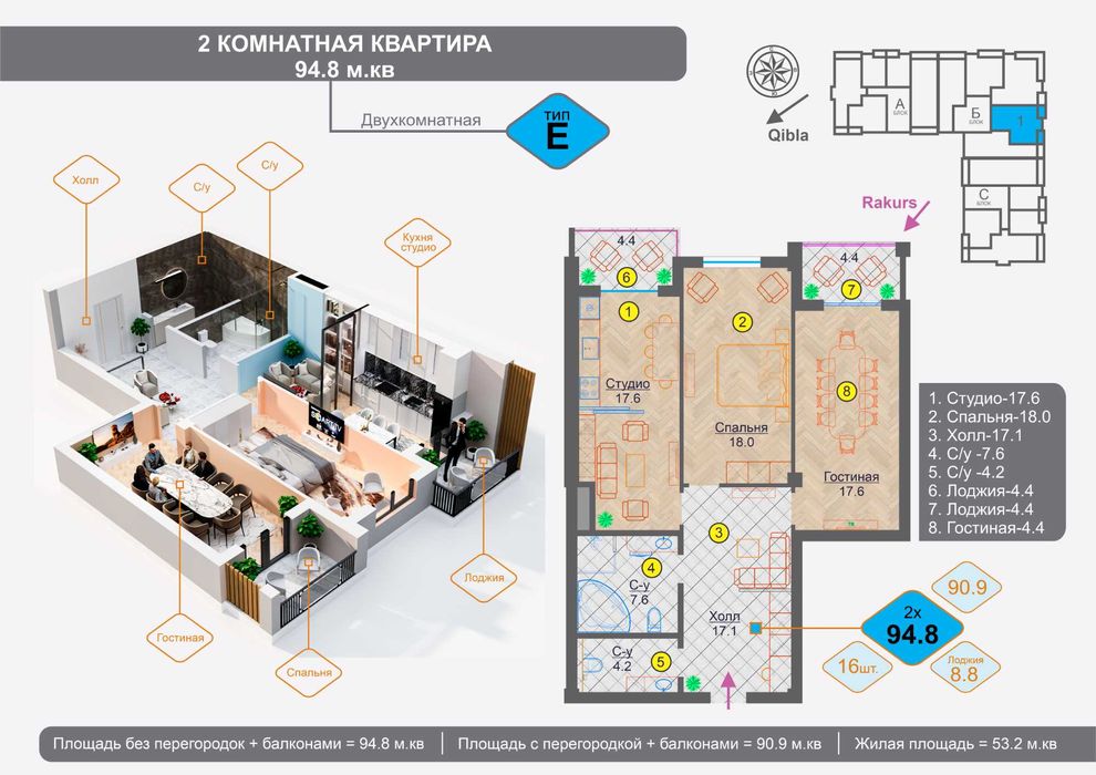 Foizsiz muddatli to'lovga kvartiralar! Ором турар жой мажмуаси
