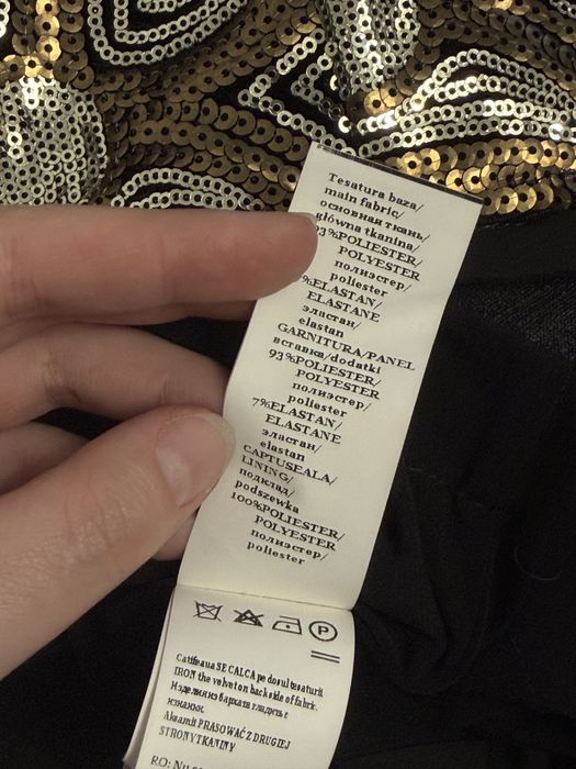 Rochie Nissa neagra catifea paiete midi marimea 38 guler  Revelion