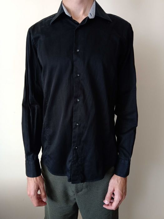 Черна мъжка риза Теодор, Slim fit