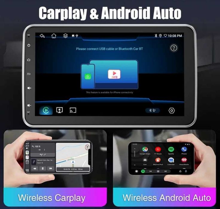 10.1” 1-DIN мултимедия с Android 14, 8-core CPU 6/128GB ,  4G/LTE, RDS, CarPlay и AndroidAuto