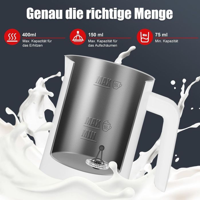 Spumator Electric Lapte 4 în 1 400ml Spumă Caldă și Rece