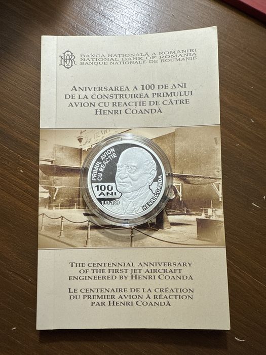MONEDA BNR Henri Coanda Primul Avion cu Reactie 10 lei 2010