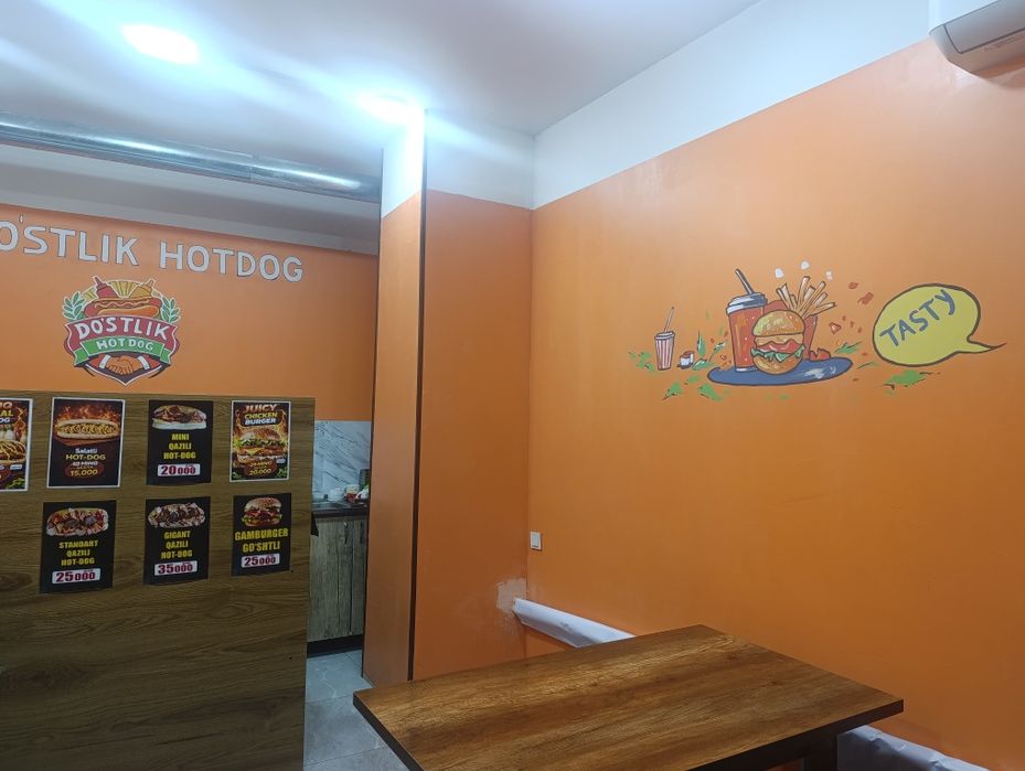 Tayyor Fast Food Ijaraga (Аренда) beriladi. Ishlab turgan va mijozla