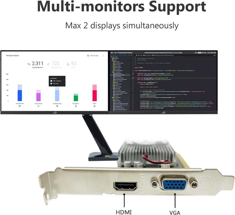 Placa video QTHREE GeForce GT 210 1GB DDR3 HDMI VGA Low Profile