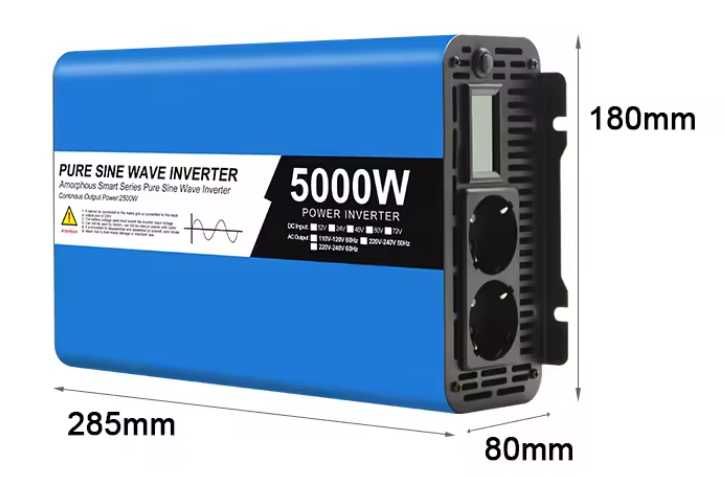 Инвертор чиста синусоида с LCD екран 5000W DC 12/24v към AC220v-50Hz