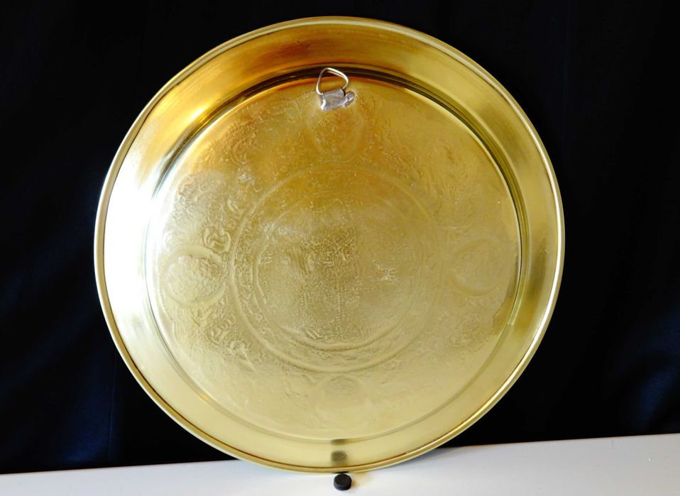 Персийски бронзов поднос с мед и сребро 700 гр