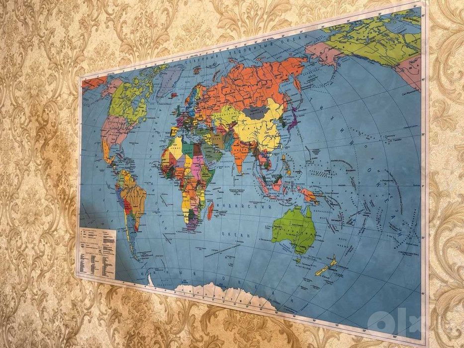 Большая политическая карта мира (Дом Офис) 150см х 90 см новая
