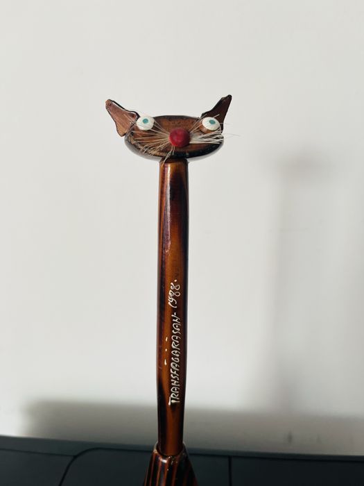 Decoratiune suvenir suport pix pisica vintage comunist Transfagarasan