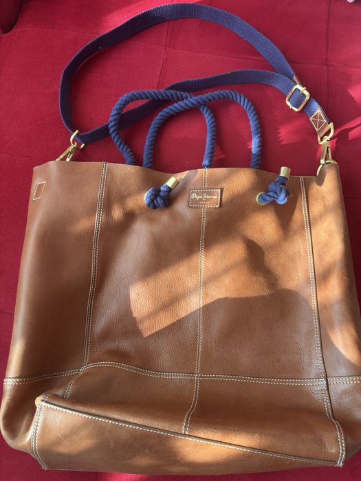 Geanta piele Pepe Jeans maro