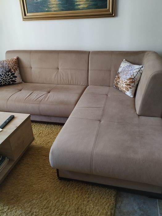 Ъглов диван, цвят светло  кафяв
