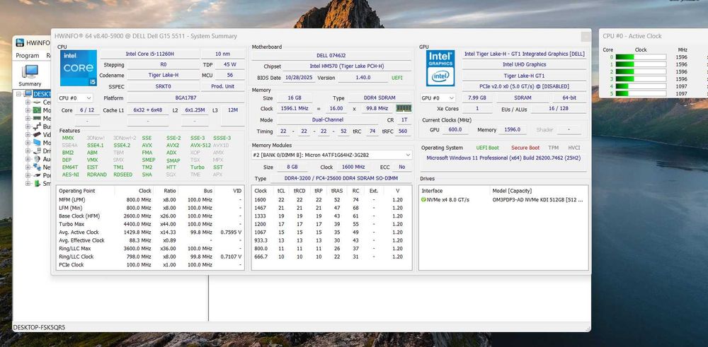 Laptop Gaming Dell G15 5511 stare f buna, folosit cateva luni