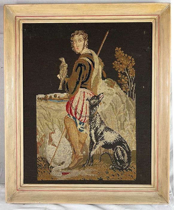 Tablou Goblen Vanator cu caine si soim