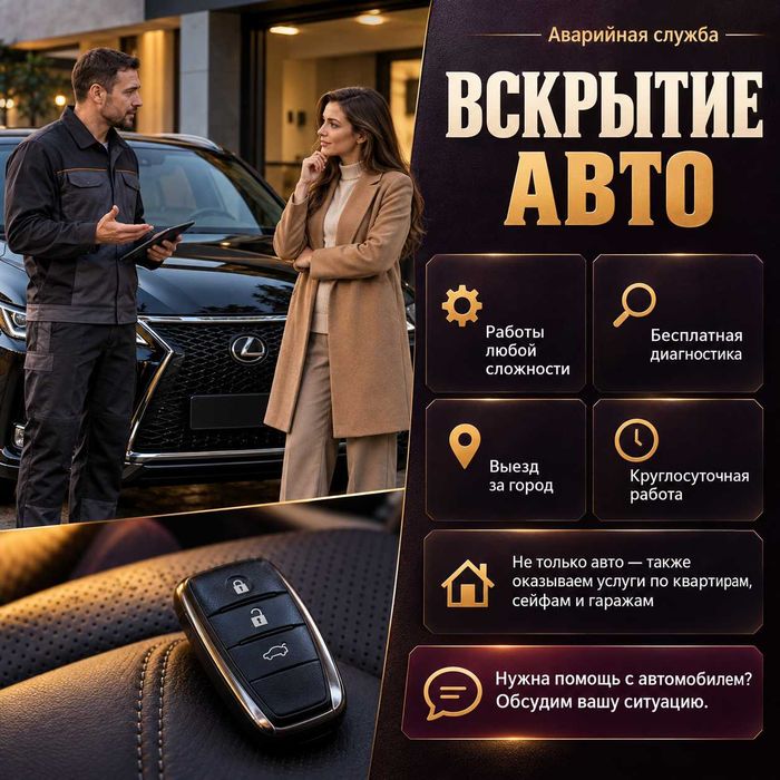 Открытие замка автомобиля_Ключи в салоне_Открыть бардачок_Замок гаража