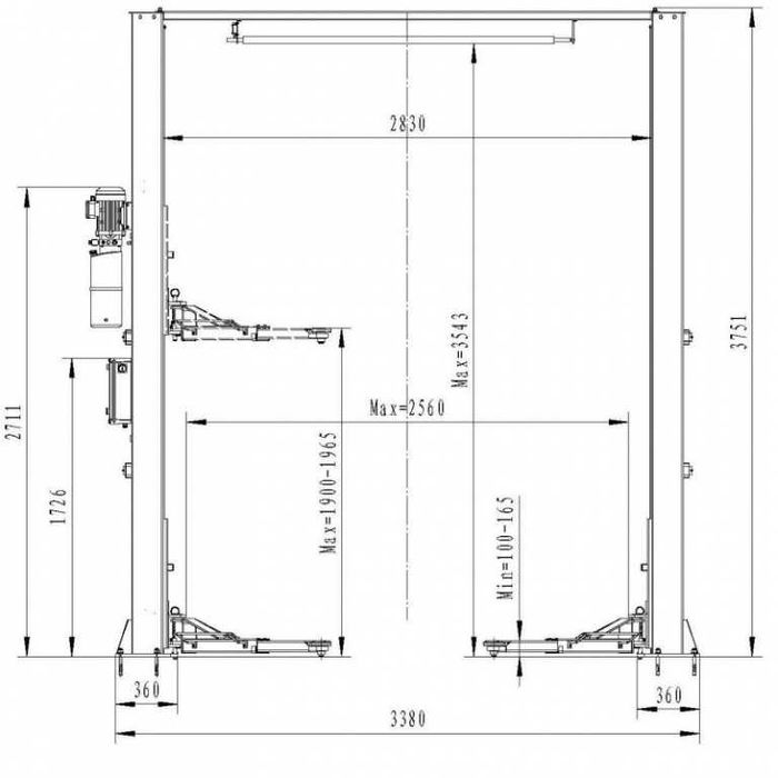 Elevator cu 2 coloane 4 tone 380V, cod-ST8143-380V
