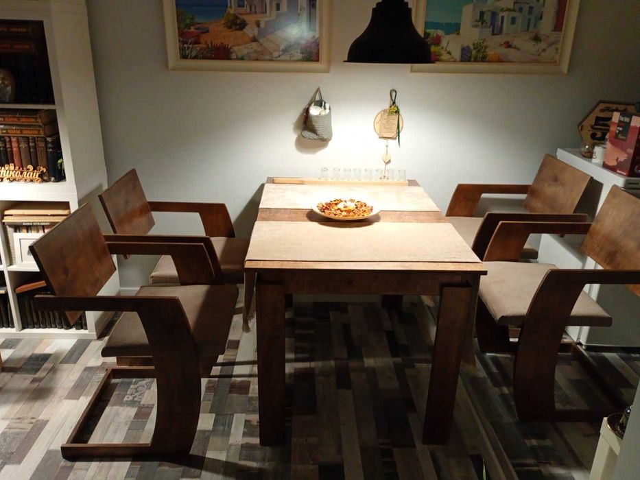 Маса с 4 стола трапезарна в рустикален стил