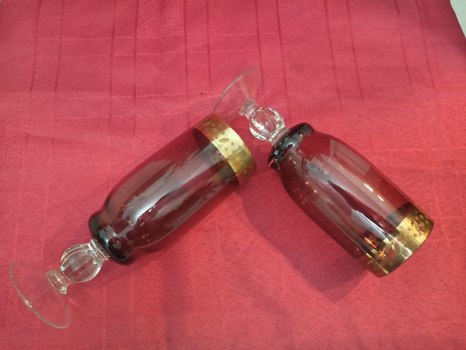 Советское цветное стекло графин со стопками