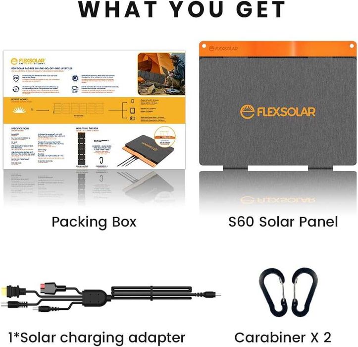 Соларен панел FlexSolar 60W сгъваем USB-C IP67