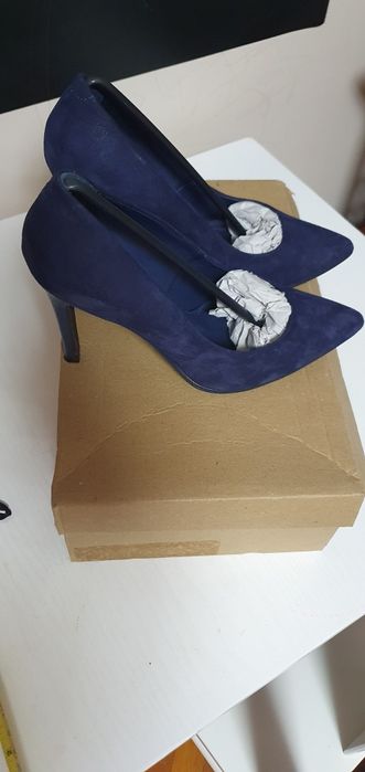 Pantofi stiletto piele naturala interior/exterior bleumarin marimea 36