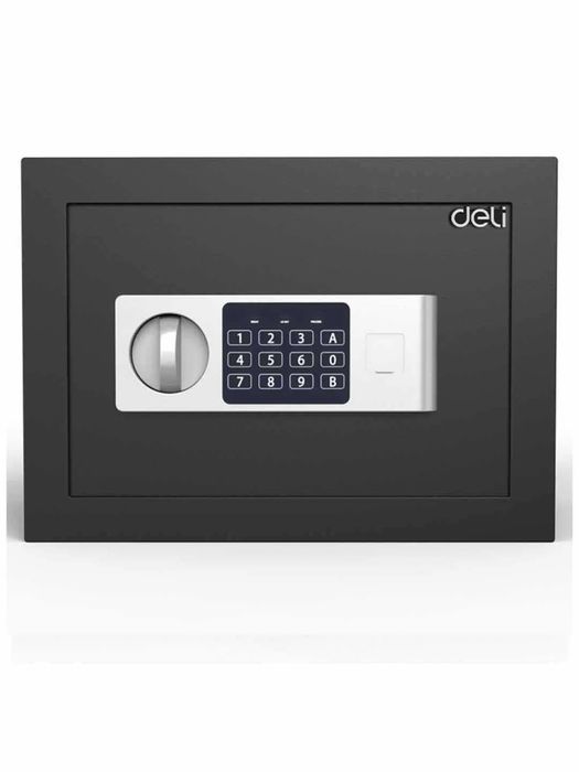 Сейф, 250х350х250, 92620 Deli, электронный ключ + ключ, черный, 13 кг