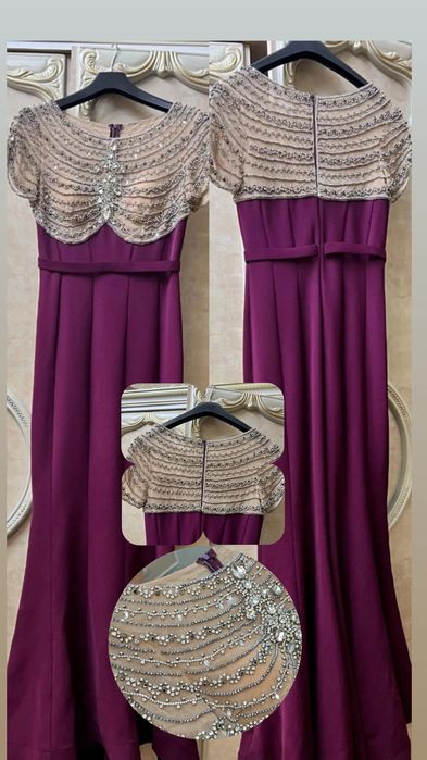 Вечерний платье производство турция Фуксия цвет сваровские камни С М