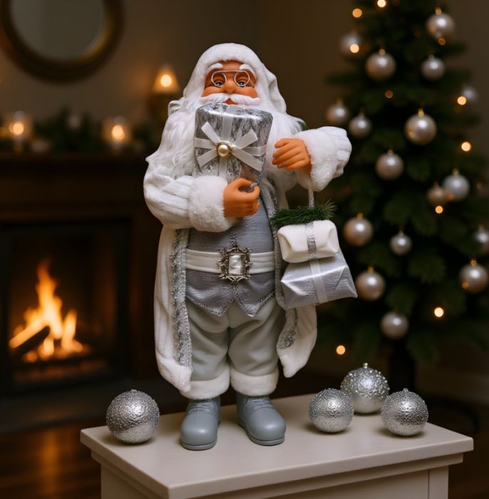 Дядо Коледа в сребристо – празнична фигура