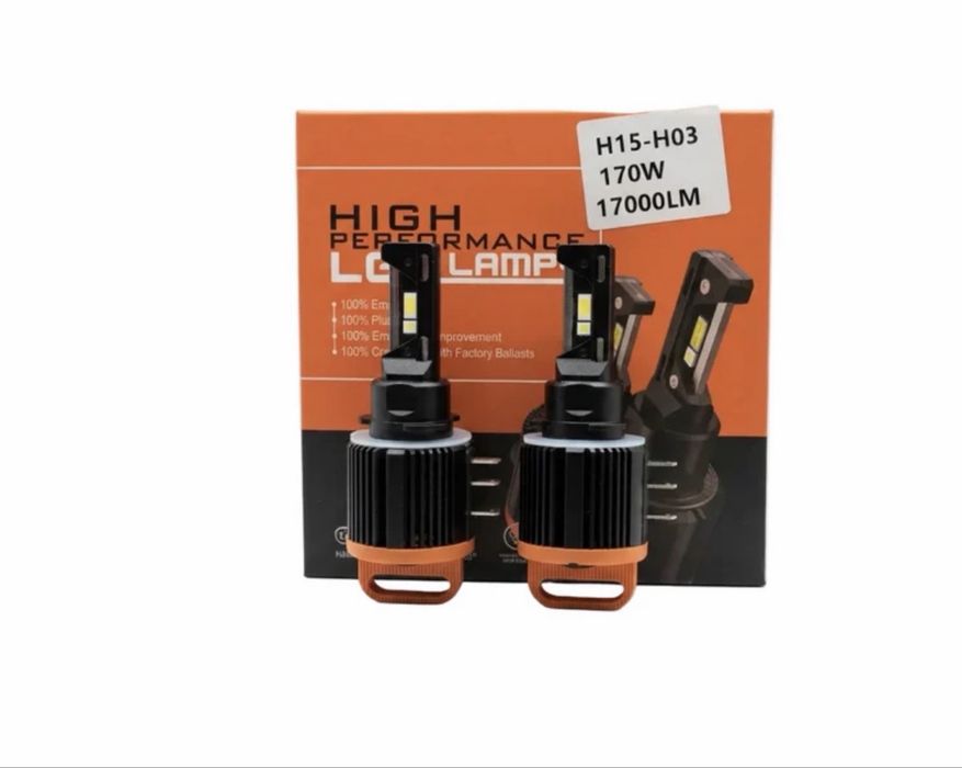 LED Крушки H15-H03 за Фарове с CANBUS 12V (Без Грешки) – 170W, 17000lm, 6000K (Комплект)