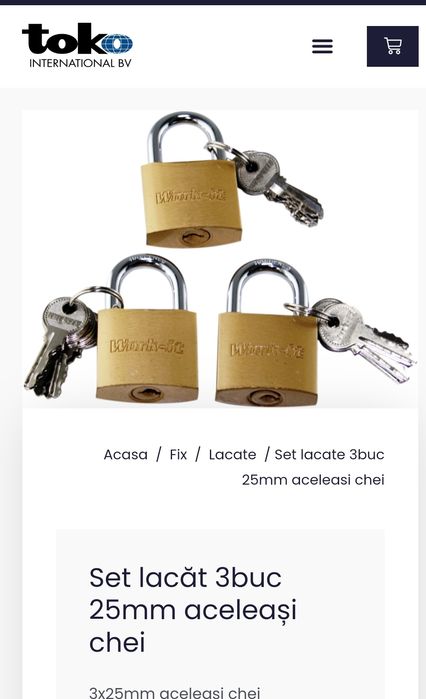 Set de 3 lacăte cu cheie de 25 mm