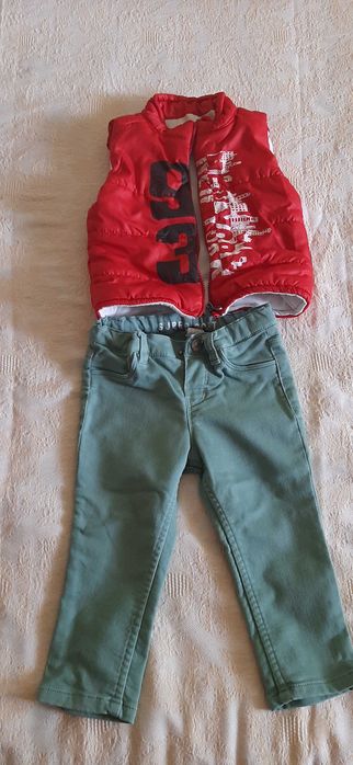 Комплект дънки H&M и елече 12/18 м