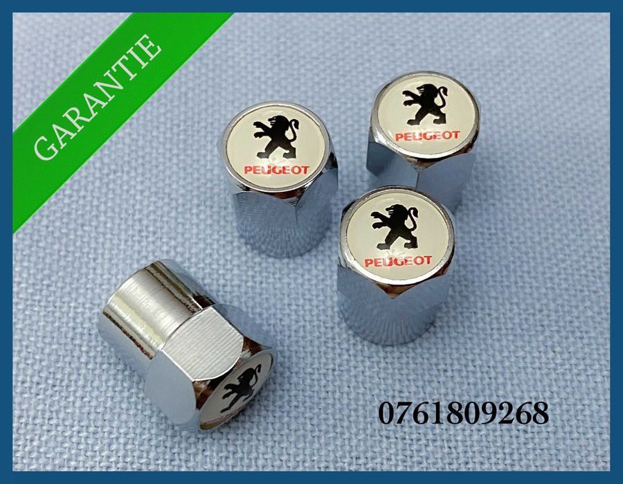 Set 4 capacele cromate valva / ventil roata Peugeot