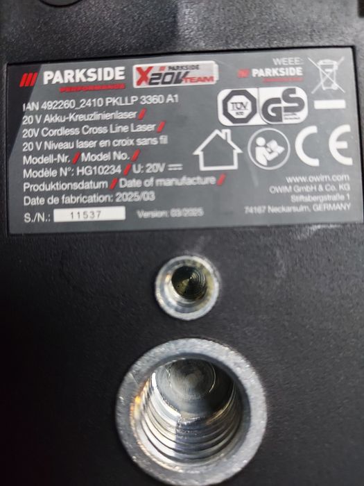 Nivela laser 3x360 parkside 20V