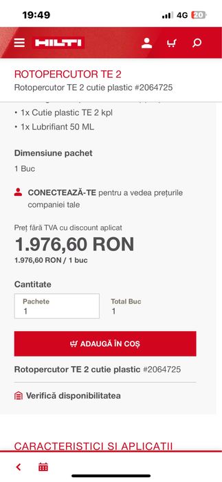 Bormasina Hilti TE 2 S-Noua in cutie