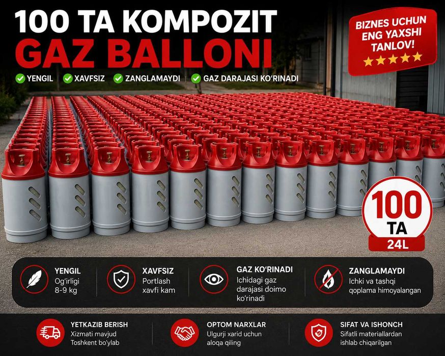 Композитный газовый баллон 24 л | Легкий | Безопасный | Доставка