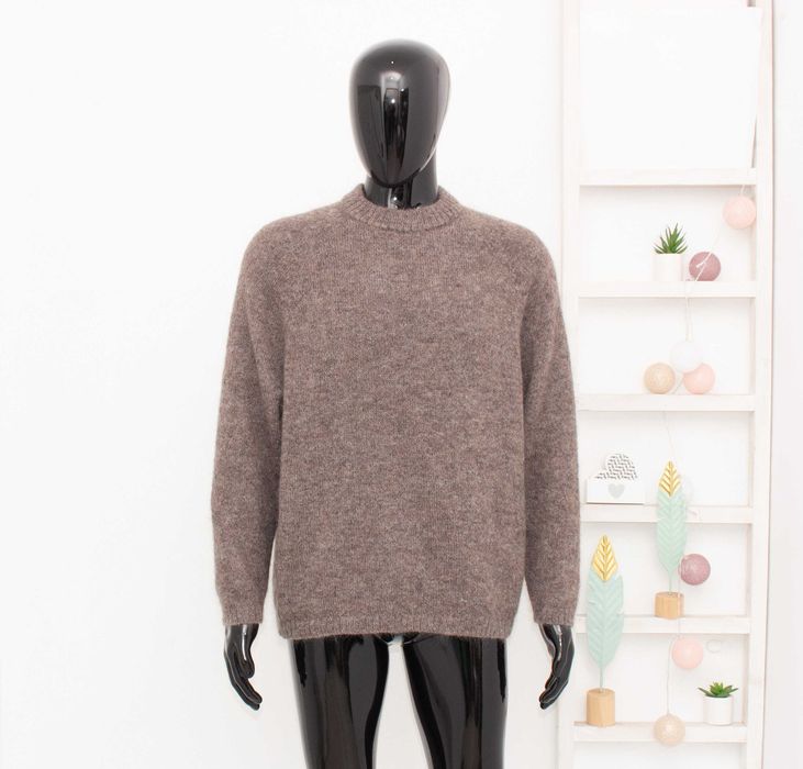 Yoke топъл мъжки пуловер кафяв от мохер и вълна овърсайз S