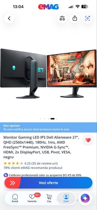Monitor Alienware 27”