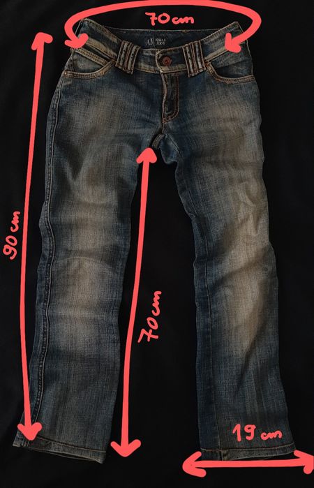 Дънки ARMANI, low rise, сини, yellow wash, XS