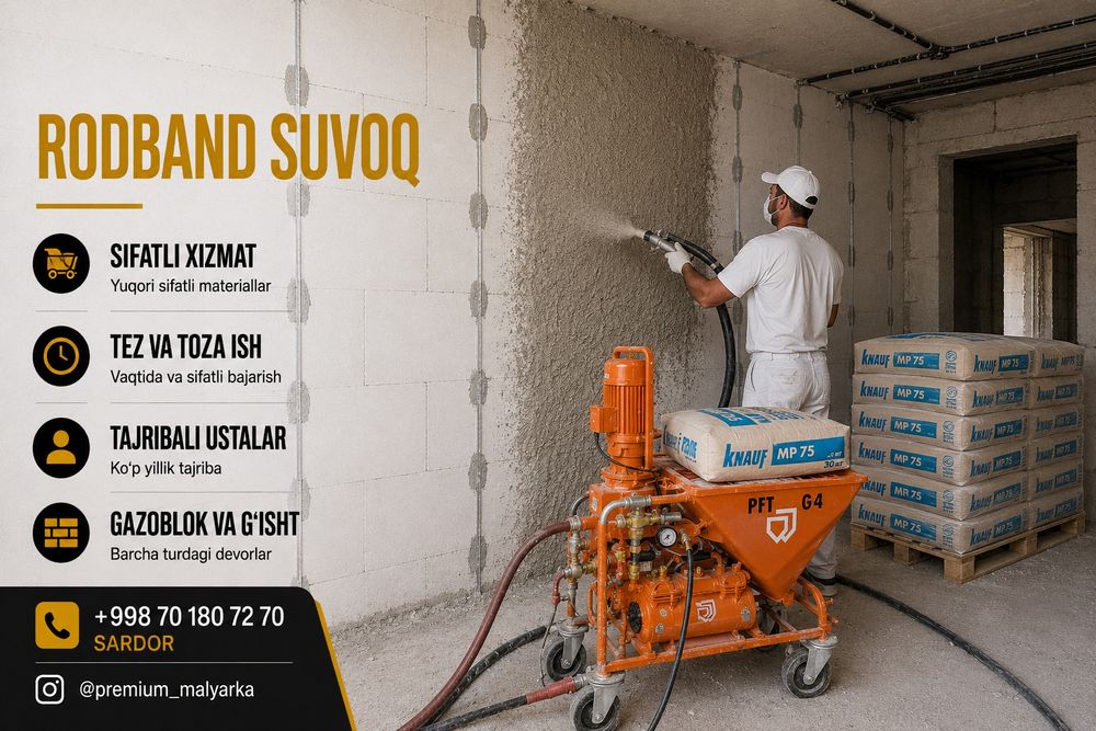 Rodband suvoq qilamiz kachestvaga jovob

Kvartira, dom va ofislarni si