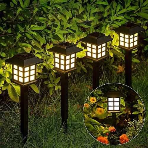 Комплект от 6 броя Соларна лампа за градина къщичка с бяла светлина