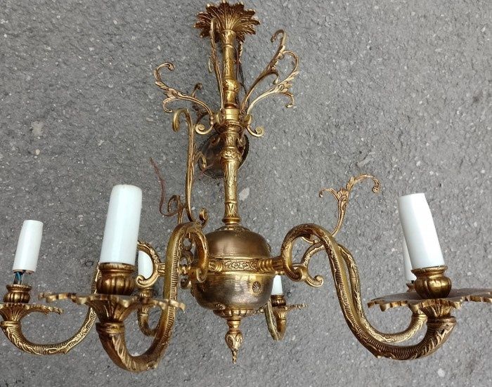 Candelabru antic cu 6 brate in stilul francez Empire din bronz ma