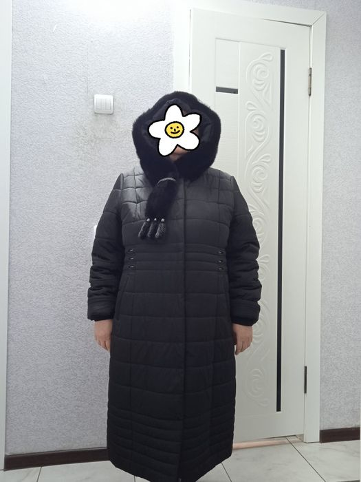 Куртка пуховик зима женский воротник норка размер 60