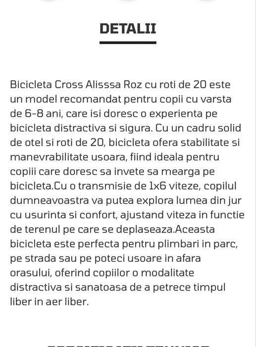 Bicicleta Cross Alissa 20 6-8 ani