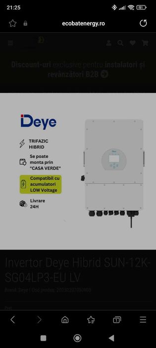Invertor Deye Hibrid SUN-8K-SG05LP3-EU LV