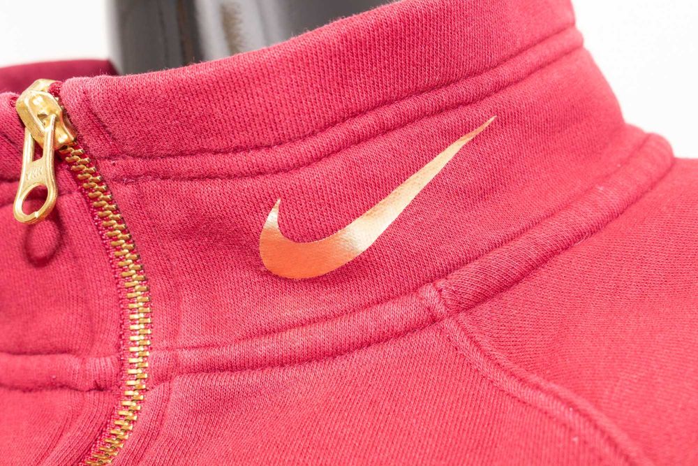 Nike оригиналнен дамски суичър вишнав златист цип лого Just Do It M