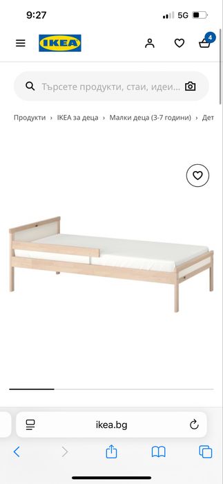 Детско легло с матрак (ИКЕА) - 77х165