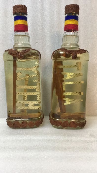 Sticle artizanale cu sculptura interioara, pt palinca Maramures Cadou!