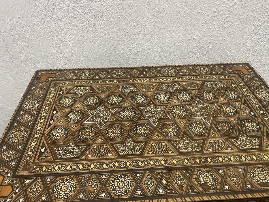 Сирия Damascus инкрустирана маса седеф мозайка 1920 помощна мадичка