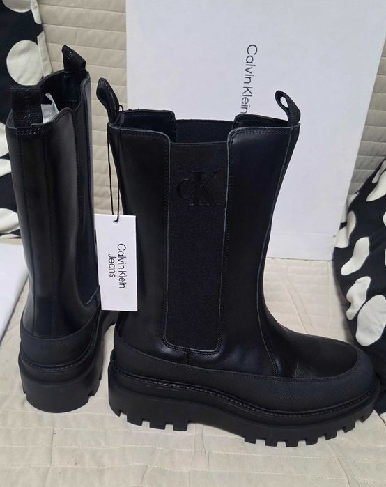 calvin klein ghete de piele cu platforma