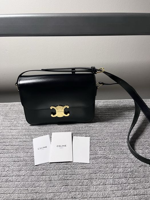 Celine Classique Triomphe Bag in Shiny Calfskin Black