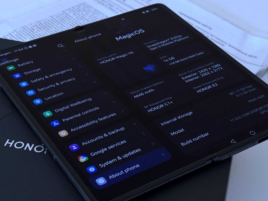 Бартер! 34м.Гаранция! Honor Magic V6 512/16GB Black (Черен) 100% Батерия.