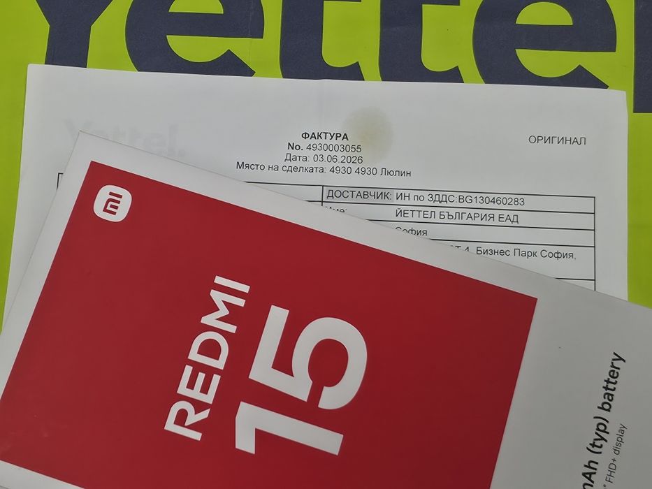 ***ЧИСТО НОВ 128GB Xiaomi Redmi 15 6GB Гаранция Yettel 3г. 2029 Black / Черен
